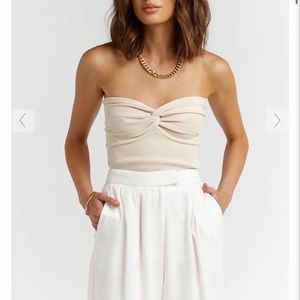 DISSH ANIKA TWISTED CREAM KNIT TOP